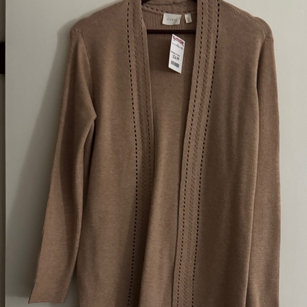 Cyrus Camel Color Open-Front Cardigan